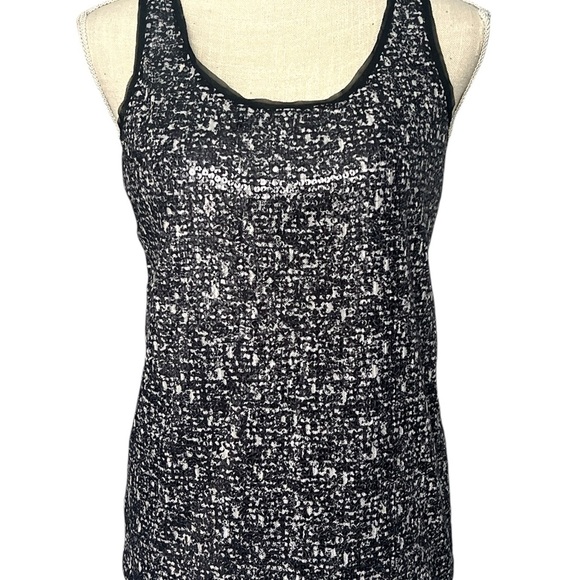 Ann Taylor Black and White Sequin Fitted Tank Top - Picture 1 of 5